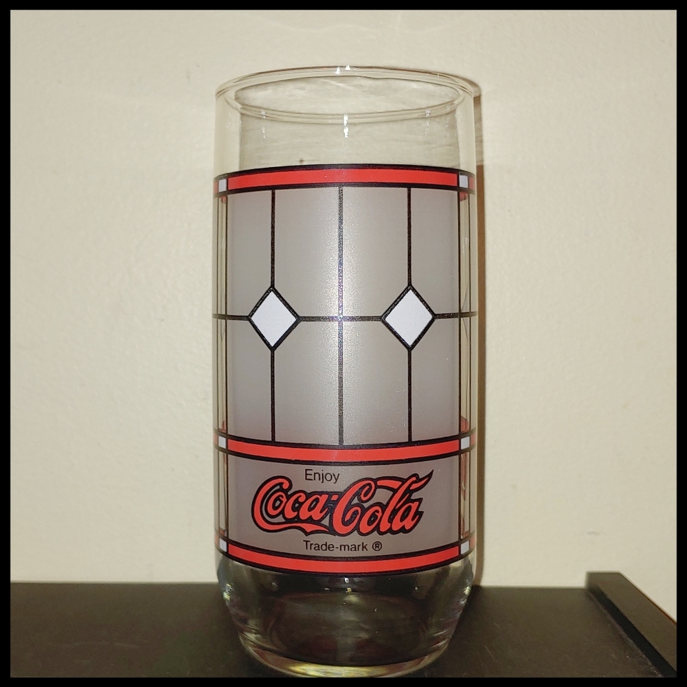 Vintage Coca Cola Stained Glass Style Drinking Glass